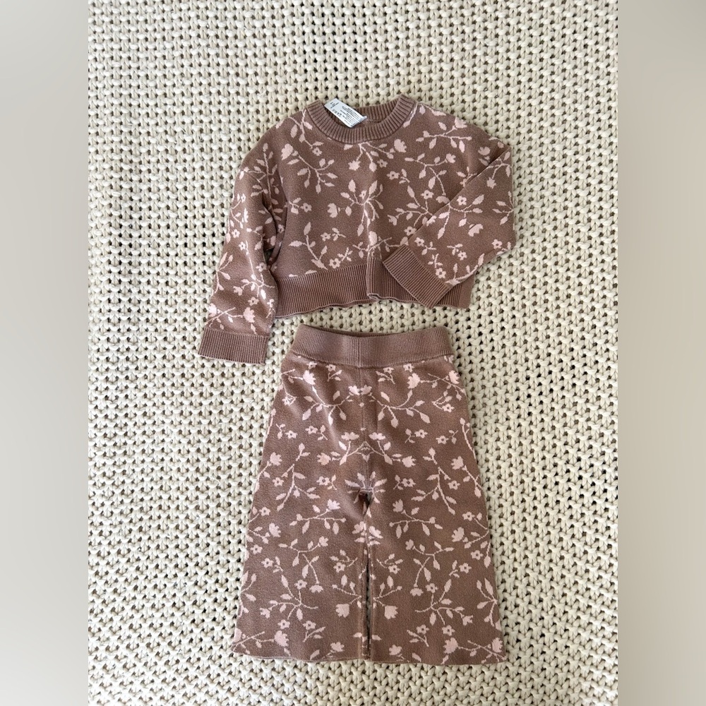 Brown Floral Toddler Set
